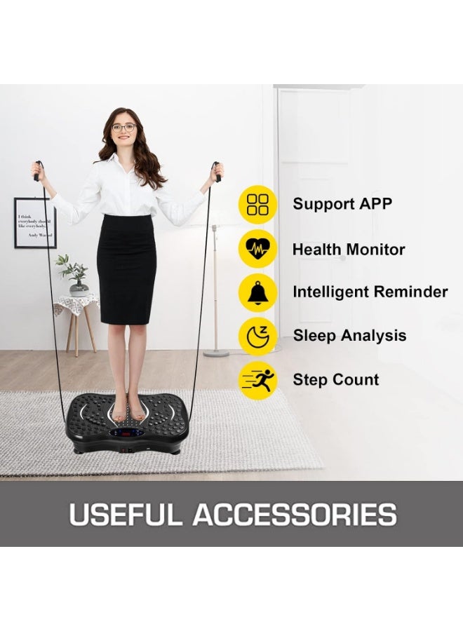 MOCOM Vibration Plate Exercise Machine | 350LBS Max Load | Whole Body Vibration Fitness Platform with Bluetooth Speaker, Remote Control, LCD Display & Resistance Bands | Silent Home Training Equipment for Weight Loss, Muscle Toning & Pain Relief - Image 3