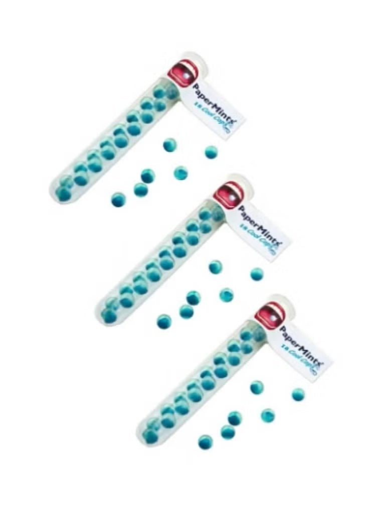 PaperMints Cool caps breath refreshers 3 x tubes of 18 capsules - Image 1