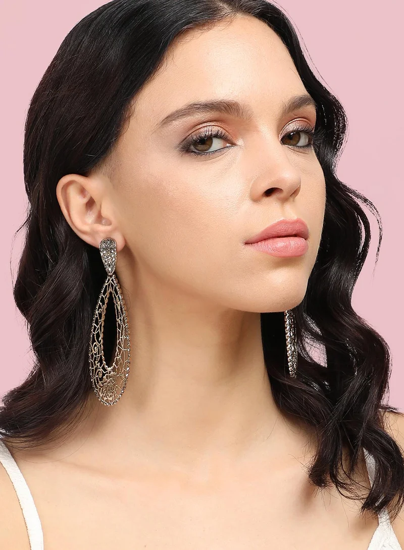 SOHI Intricate Oval Rose Artificial Drop Earring Jewellery