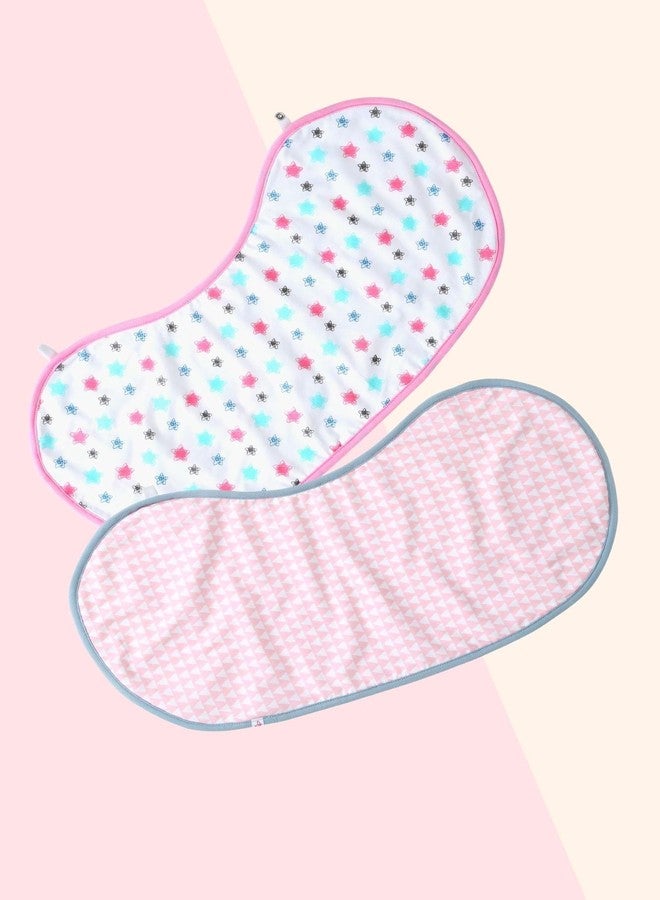 Momzjoy Starry Array Organic Cotton Bib cum Burp Cloths - Set of 2 | Ultra-Soft Bamboo Terry Backing | Large Size for Feeding & Burping | Baby Essentials 0-12 Months - Image 2