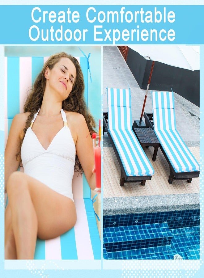 SmoothNovelty 1 Pcs Indoor Outdoor Chaise Lounge Cushions Sponge Bench Outdoor Furniture Chaise Cushions Patio Chair Furniture Replacement (Sky Blue and White Stripes) - Image 4