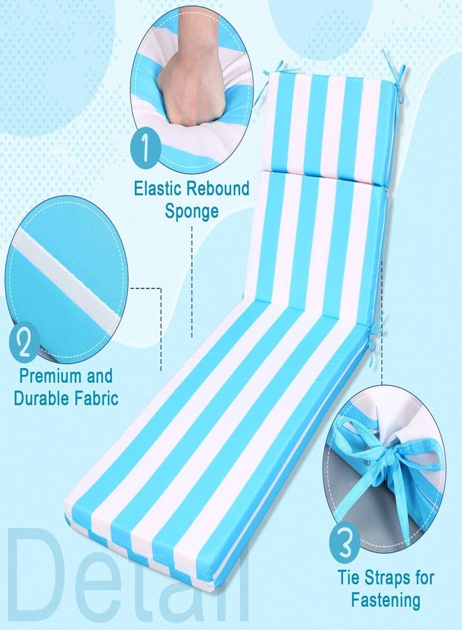 SmoothNovelty 1 Pcs Indoor Outdoor Chaise Lounge Cushions Sponge Bench Outdoor Furniture Chaise Cushions Patio Chair Furniture Replacement (Sky Blue and White Stripes) - Image 2