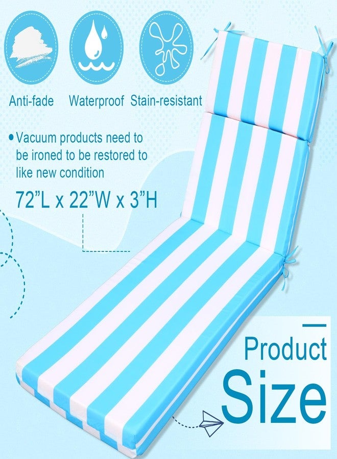 SmoothNovelty 1 Pcs Indoor Outdoor Chaise Lounge Cushions Sponge Bench Outdoor Furniture Chaise Cushions Patio Chair Furniture Replacement (Sky Blue and White Stripes) - Image 3