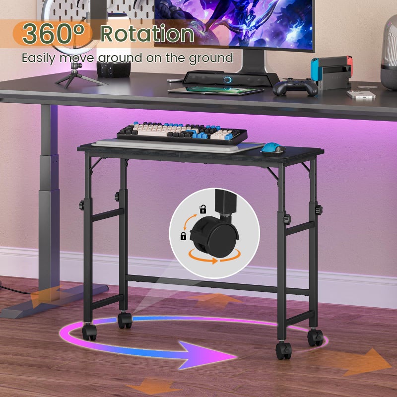 Snughome Mobile Keyboard Tray with Mouse Pad, Height Adjustment 23"-31", Keyboard Standing Desk, Rolling Under-Desk Extender with Lockable Casters, Desk Accessories for Home Office - Image 4