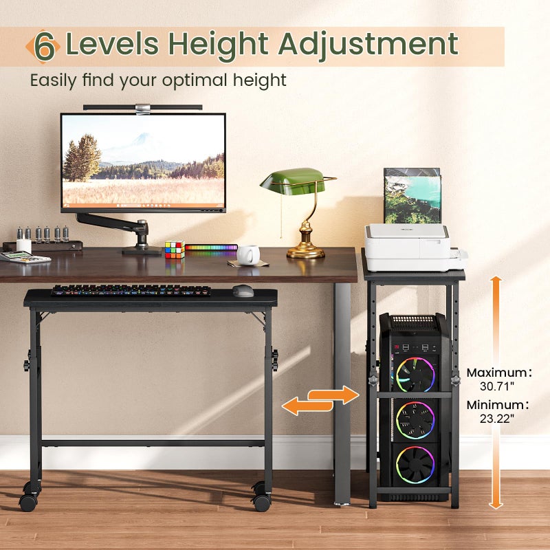 Snughome Mobile Keyboard Tray with Mouse Pad, Height Adjustment 23"-31", Keyboard Standing Desk, Rolling Under-Desk Extender with Lockable Casters, Desk Accessories for Home Office - Image 3