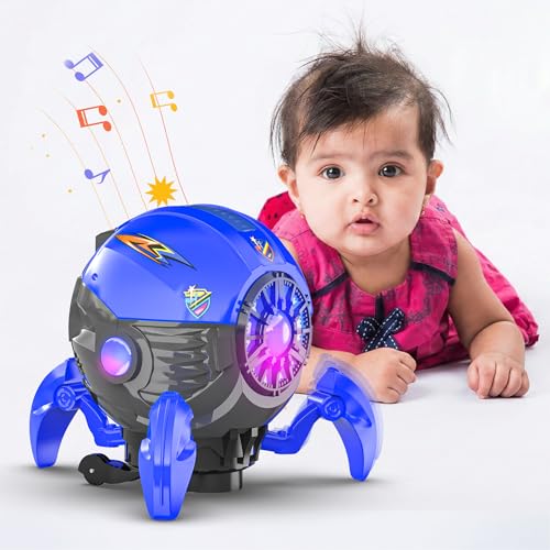 Mirana Space Octopus Bump & Go Musical Toy for Kids – AA Battery Powered – 360 Rotation and Auto Direction Change - Inbuilt Speakers & RGB Lights – Gift for Boys & Girls 1+ Years (Blue) - Image 1