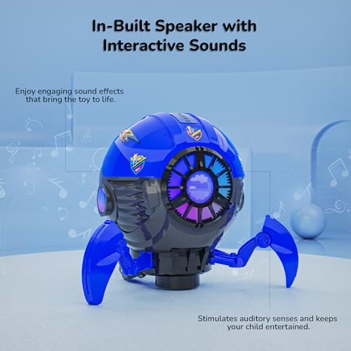 Mirana Space Octopus Bump & Go Musical Toy for Kids – AA Battery Powered – 360 Rotation and Auto Direction Change - Inbuilt Speakers & RGB Lights – Gift for Boys & Girls 1+ Years (Blue) - Image 3