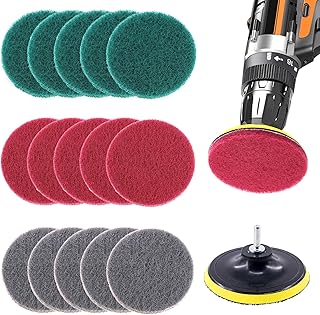 Glarks 16Pcs 5 Inch Drill Power Brush Tile Scrubber Scouring Pads Cleaning Kit with 5 Inch Disc Pad Holder for Bathroom - Image 1