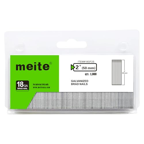 meite 18 Gauge Brad Nails, 2 Inch 18GA Brad Nails Galvanized Small Finishing Nail Gun Nails for Pneumatic, Electric Brad Nailer Gun (1,000 Counts) - Image 1