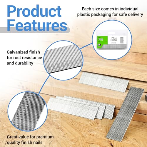 meite 18 Gauge Brad Nails, 2 Inch 18GA Brad Nails Galvanized Small Finishing Nail Gun Nails for Pneumatic, Electric Brad Nailer Gun (1,000 Counts) - Image 3