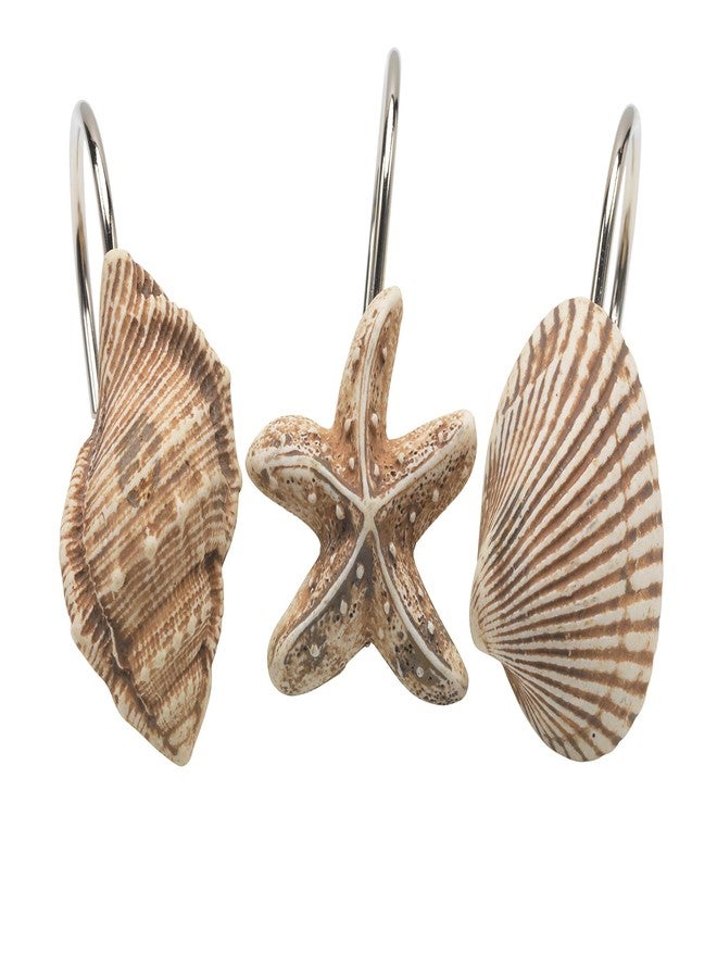 Carnation Seashell Shower Curtain Hooks Bathroom Beach Shell Decor (Set of 12) - Image 2
