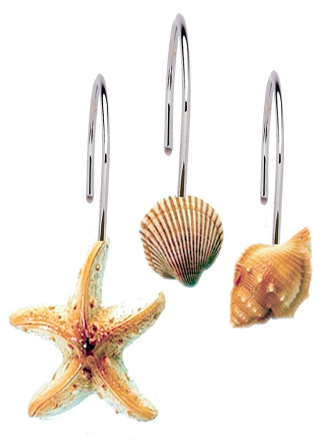 Carnation Seashell Shower Curtain Hooks Bathroom Beach Shell Decor (Set of 12) - Image 1