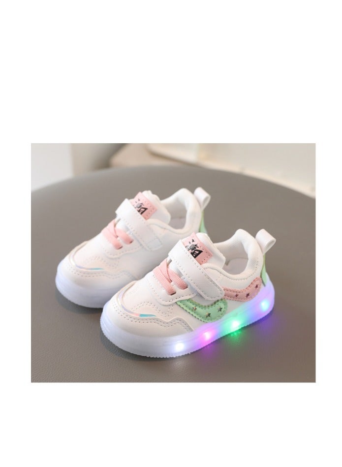 general Glossy Boys & Girls Fashion Sneakers Baby Walking Shoes Little White Sneakers Non-slip soft-soled baby shoes Children's shoes are worn on many occasions - Image 1