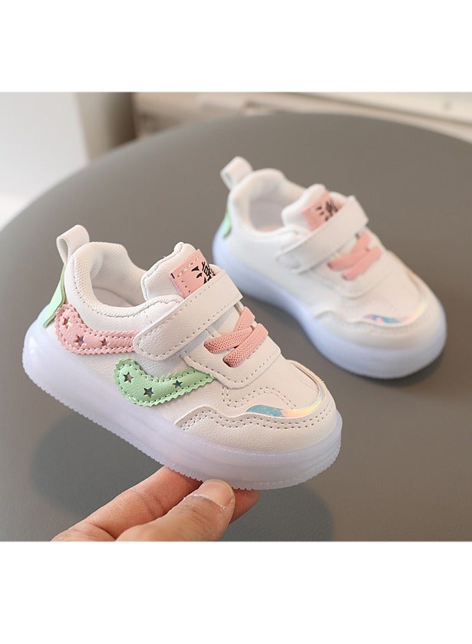 general Glossy Boys & Girls Fashion Sneakers Baby Walking Shoes Little White Sneakers Non-slip soft-soled baby shoes Children's shoes are worn on many occasions - Image 2
