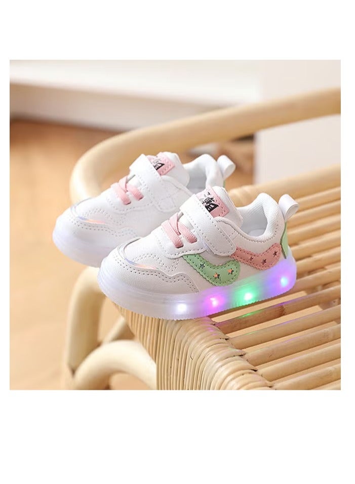 general Glossy Boys & Girls Fashion Sneakers Baby Walking Shoes Little White Sneakers Non-slip soft-soled baby shoes Children's shoes are worn on many occasions - Image 3
