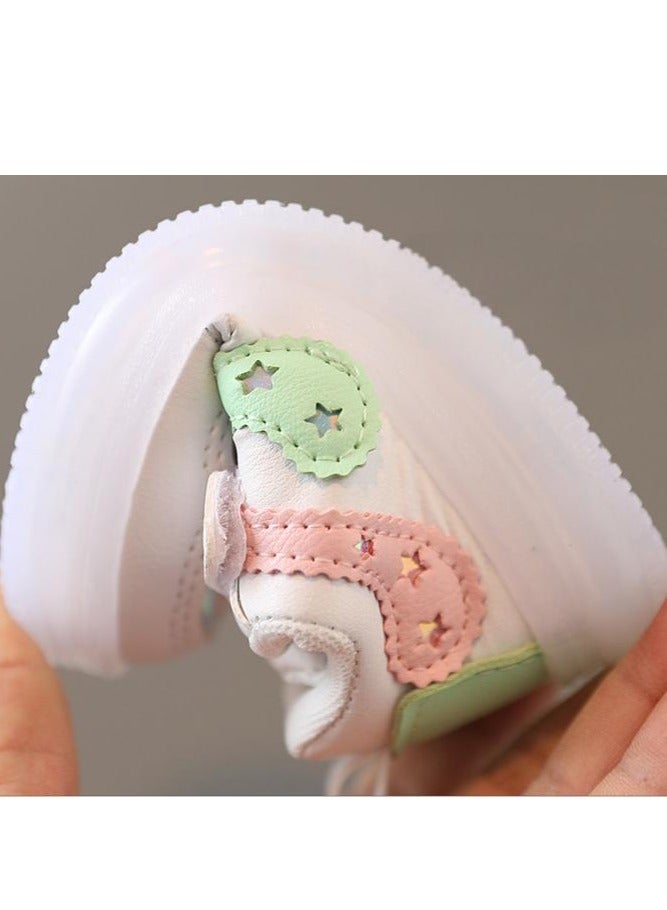 general Glossy Boys & Girls Fashion Sneakers Baby Walking Shoes Little White Sneakers Non-slip soft-soled baby shoes Children's shoes are worn on many occasions - Image 5