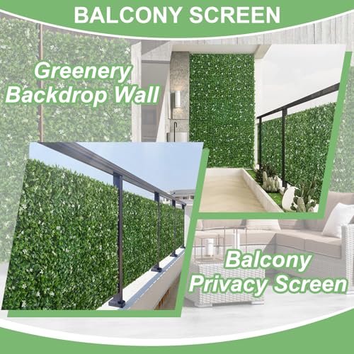 Luyue 12pcs Artificial Grass Wall Panels Epipremnum Greenery Backdrop 20”×20” Green Flower Hedge Panel Greenery Grass Wall Decor Privacy Screen Wall Backdrop - Image 5