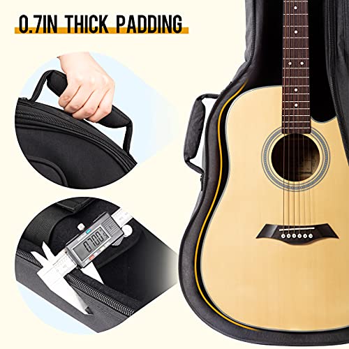 CAHAYA Acoustic Guitar Case Soft Padded Guitar Bag 0.7 In Thick Sponge Reinforced Gig Bag with 5 Pockets,Neck Cradle,Back Hanger Loop for 39 40 41 In Acoustic Classical Guitars CY0244 - Image 5
