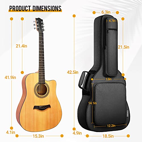 CAHAYA Acoustic Guitar Case Soft Padded Guitar Bag 0.7 In Thick Sponge Reinforced Gig Bag with 5 Pockets,Neck Cradle,Back Hanger Loop for 39 40 41 In Acoustic Classical Guitars CY0244 - Image 2