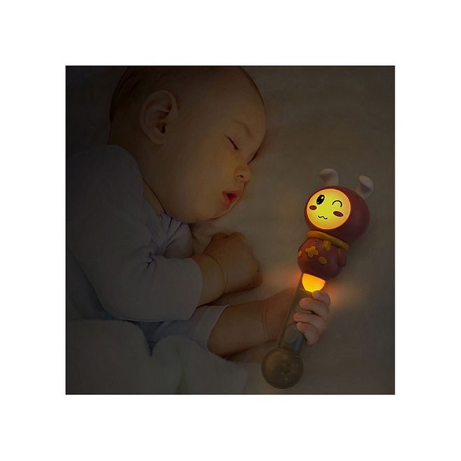Tumama Musical Rattle Toy for Babies 6+ Months - Interactive Red Rabbit with Colorful Beads, Lights & Nursery Music - Image 3