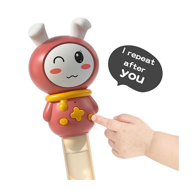 Tumama Musical Rattle Toy for Babies 6+ Months - Interactive Red Rabbit with Colorful Beads, Lights & Nursery Music - Image 4