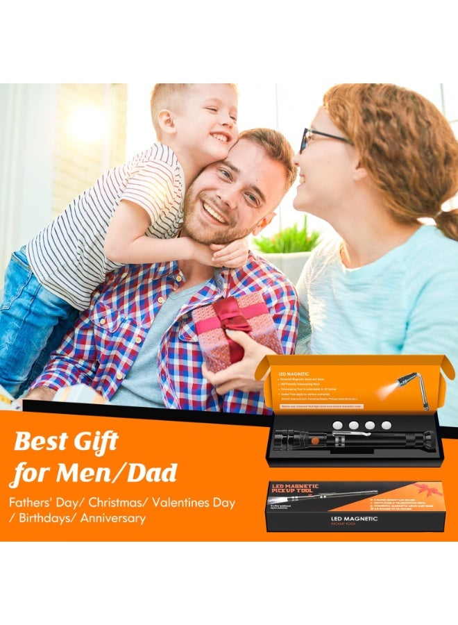 Bukela Magnetic Pickup Tool with 3 LED Lights, Birthday Gifts for Men, Extendable Magnetic Flashlight with 360° Rotation Telescoping Neck, Cool Gadgets Gifts for Men, Dad, Husband, Black - Image 3