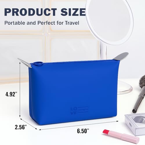 KUKLAR Small Pouch Toiletry Bag for Women Waterproof Makeup Pouch for Purse Travel Portable Zip Pouch Aesthetic Bag Pack of 2 (Blue) - Image 3