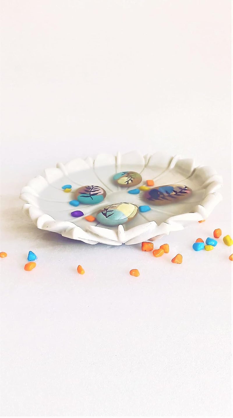 R&M RM 14inch Marble Bowl for Home Decoration and Festival Flower Candle Decor Creativity Rameshwaram Marble | Marble Candle Holder  - Image 4