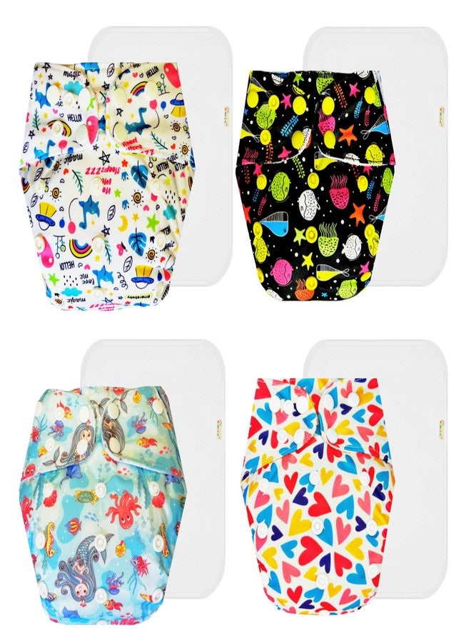 Dumbledo Premium Cloth Diaper with Cotton Insert (Pack of 4) | Soft & Gentle | 6-Layer Absorbent Pad | Travel Friendly | Everyday Diapering Essential | 3 Months - 3 Years | Unisex Baby - Image 1