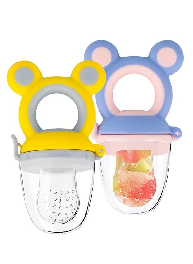 سيستار اثنان من وحدات التغذية المحمولة للفواكه والخضروات الطازجة، بالإضافة إلى اثنتين من إسفنجات الأعشاب البحرية الصديقة للبيئة لمنع الاختناق (مجموعة من أربع قطع) - Image 2