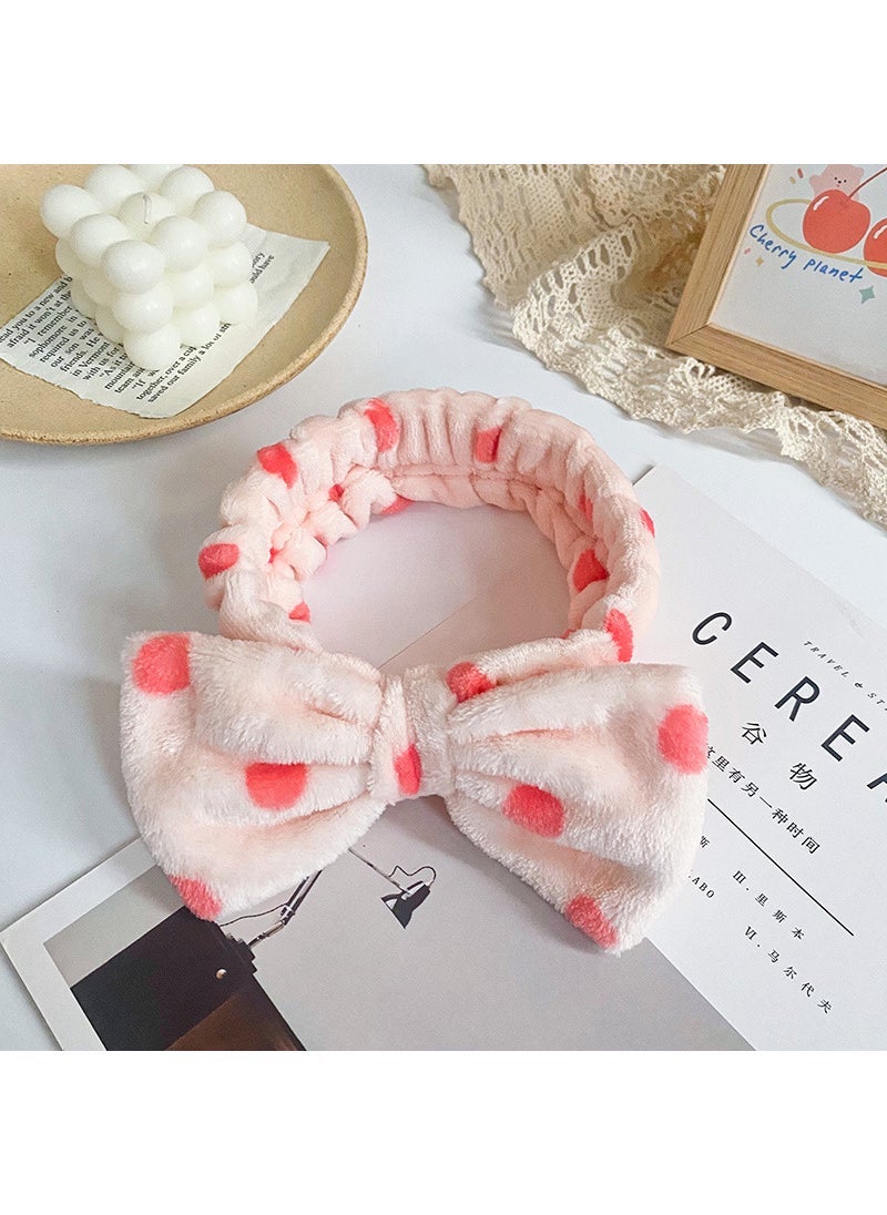 Generic Leopard Polka Coral Fleece Hairband for Women Wave point 2 