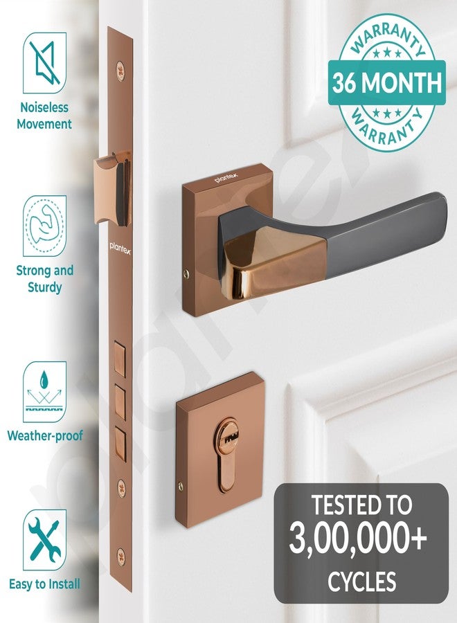 Plantex Main Door Lock/Mortise Lock for Door with 3 Years of Warranty - Robust Door Lock for Home with Brass Lock Body & Cylinder(7114 - PVD Choco & Satin Black) - Image 2
