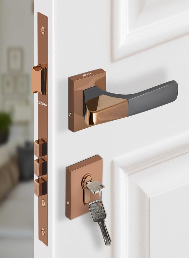 Plantex Main Door Lock/Mortise Lock for Door with 3 Years of Warranty - Robust Door Lock for Home with Brass Lock Body & Cylinder(7114 - PVD Choco & Satin Black) - Image 1