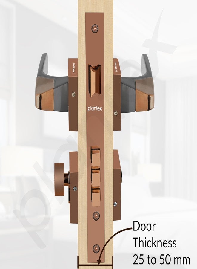 Plantex Main Door Lock/Mortise Lock for Door with 3 Years of Warranty - Robust Door Lock for Home with Brass Lock Body & Cylinder(7114 - PVD Choco & Satin Black) - Image 5