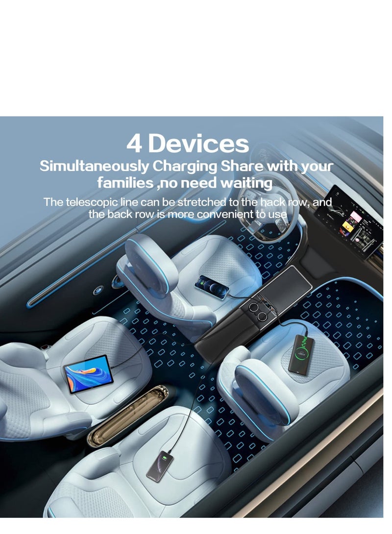 شاحن USB متعدد المنافذ للسيارة موديل 2021 2022 2023 Tesla Model 3/Y | موزع USB Tesla مع ضوء LED أزرق | ملحقات Tesla Model 3/Y محول وحدة التحكم المركزية الملائم بنسبة 100% | شاحن هاتف Tesla - Image 5