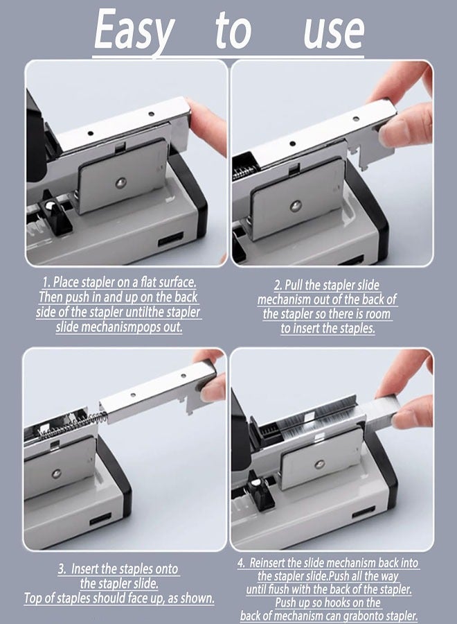 دباسة شديدة التحمل، دباسة كبيرة الحجم توفر الجهد، يمكنها تدبيس 100 صفحة دفعة واحدة باستخدام 1000 قطعة دبابيس، دباسة مكتبية يدوية عالية السعة لتجليد الورق - Image 5