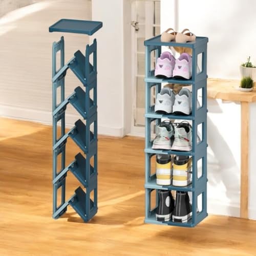 Aliensware 5 Tier Shoe Rack, Sturdy, Collapsible and Versatile Almirah Shoe Storage Organizer Stand, Foldable Closet, Stackable Cabinet for Boots, Slipper, Sneaker, Living Room, Bathroom,Aliens-Blu - Image 1