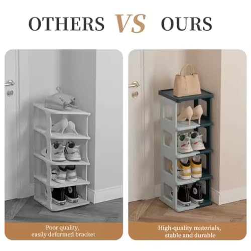 Aliensware 5 Tier Shoe Rack, Sturdy, Collapsible and Versatile Almirah Shoe Storage Organizer Stand, Foldable Closet, Stackable Cabinet for Boots, Slipper, Sneaker, Living Room, Bathroom,Aliens-Blu - Image 3