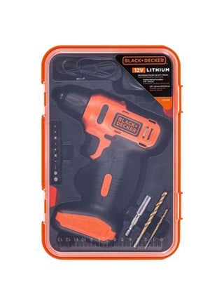 BLACK+DECKER Cordless Drill Driver, 12V 1.5Ah, 900 RPM, 13 Piece Bits, Kitbox, For Drilling & Fastening, LED Light, Soft Grip, Variable Speed, Lightweight, Compact Storage, Orange/Black - LD12SP-B5 Orange/Black - view 4