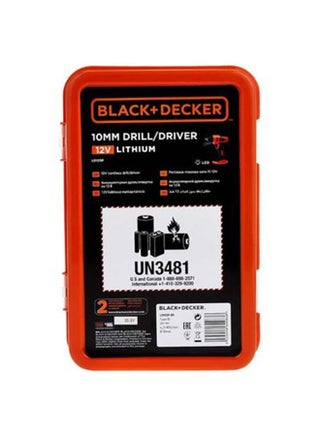 BLACK+DECKER Cordless Drill Driver, 12V 1.5Ah, 900 RPM, 13 Piece Bits, Kitbox, For Drilling & Fastening, LED Light, Soft Grip, Variable Speed, Lightweight, Compact Storage, Orange/Black - LD12SP-B5 Orange/Black - view 5