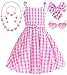 Golray 7pcs Girls Plaid Costume Dress Sweet Slip Dress with Accessories Movie Outfit Birthday Halloween Costume Girl Dress up Clothes for Play - Image 2