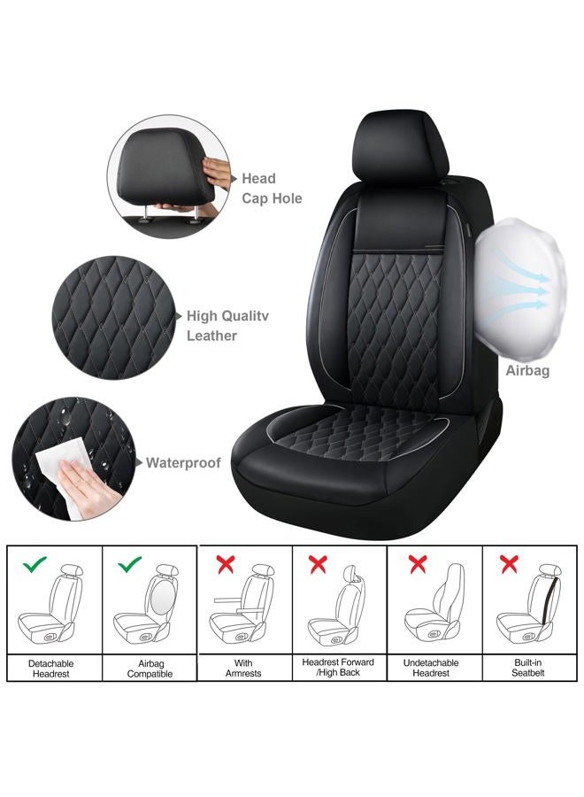 CAROMOP Faux Leather Car Seat Covers Full Set,Luxury and Comfortable Covers for Cars,Split Bench Compatible Car Interior Covers,Universal Fit for Suvs,Vans,Trucks,Airbag Compatible(5-Seat Black/Grey) - Image 5