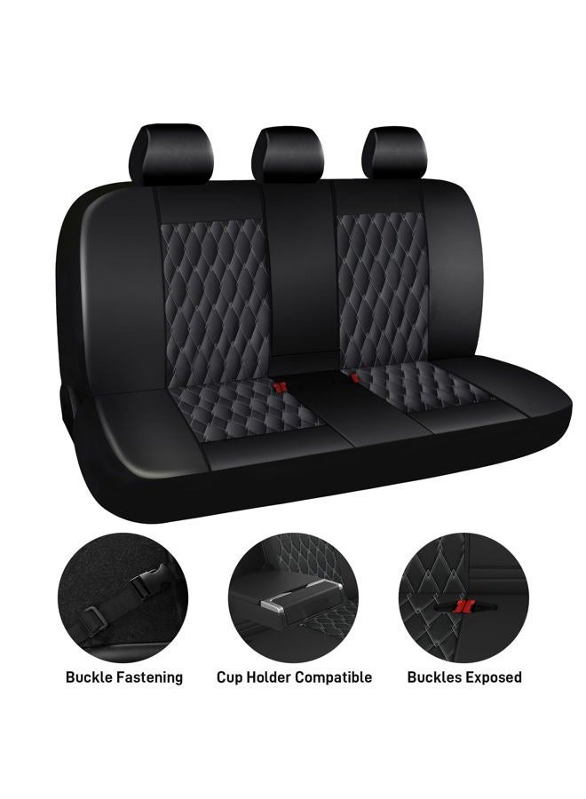 CAROMOP Faux Leather Car Seat Covers Full Set,Luxury and Comfortable Covers for Cars,Split Bench Compatible Car Interior Covers,Universal Fit for Suvs,Vans,Trucks,Airbag Compatible(5-Seat Black/Grey) - Image 4