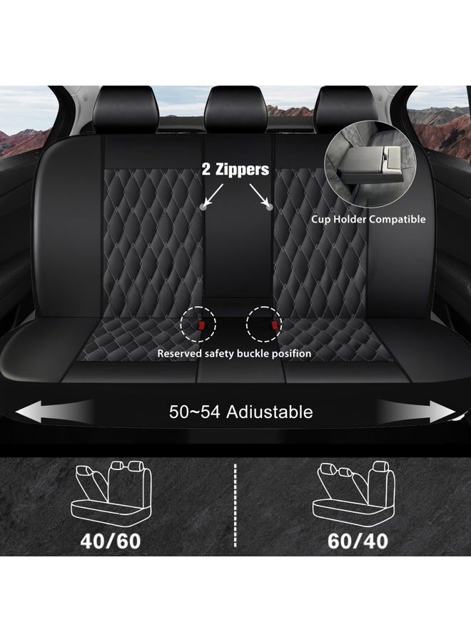 CAROMOP Faux Leather Car Seat Covers Full Set,Luxury and Comfortable Covers for Cars,Split Bench Compatible Car Interior Covers,Universal Fit for Suvs,Vans,Trucks,Airbag Compatible(5-Seat Black/Grey) - Image 3
