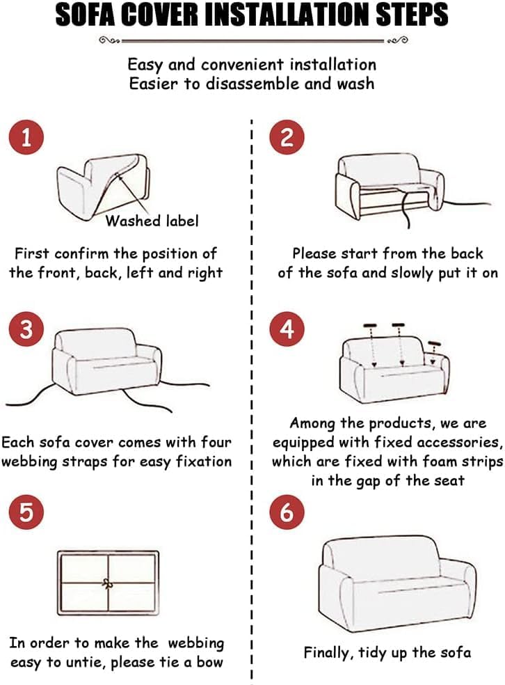 Warmland Three Seater Polyester Fabric Sofa Cover Big Elasticity for Couch Flexible Stretch Sofa Slipcover (Grey, 185-230 cm) - Image 5