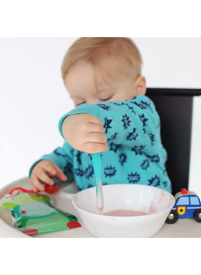 ChooMee - ChooMee FlexiDip Silicone Baby Learning Utensil | 4 Months + Baby Led Weaning | Flat Head Spoon with Firm Handle | Designed in USA, BPA Free, Premium Grade Platinum Silicone | 2 CT Blue Gray - Image 1