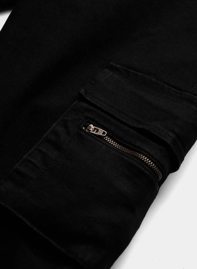 The Souled Store  Men Black Straight Fit Cargo Jeans for Men | Best Price UAE