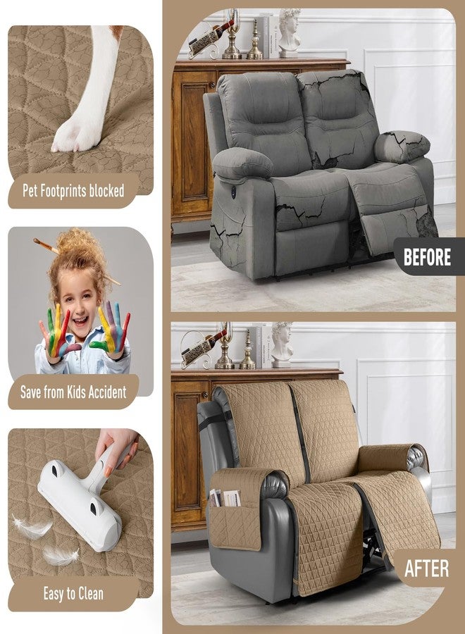 TAOCOCO 100% Waterproof Loveseat Recliner Cover-Recliner Cover with Non-Slip Granule, Recliner Chair Covers with Elastic Band,Washable Recliner Chair/Furniture Protector for Pets(Camel, 2 Seater) - Image 2