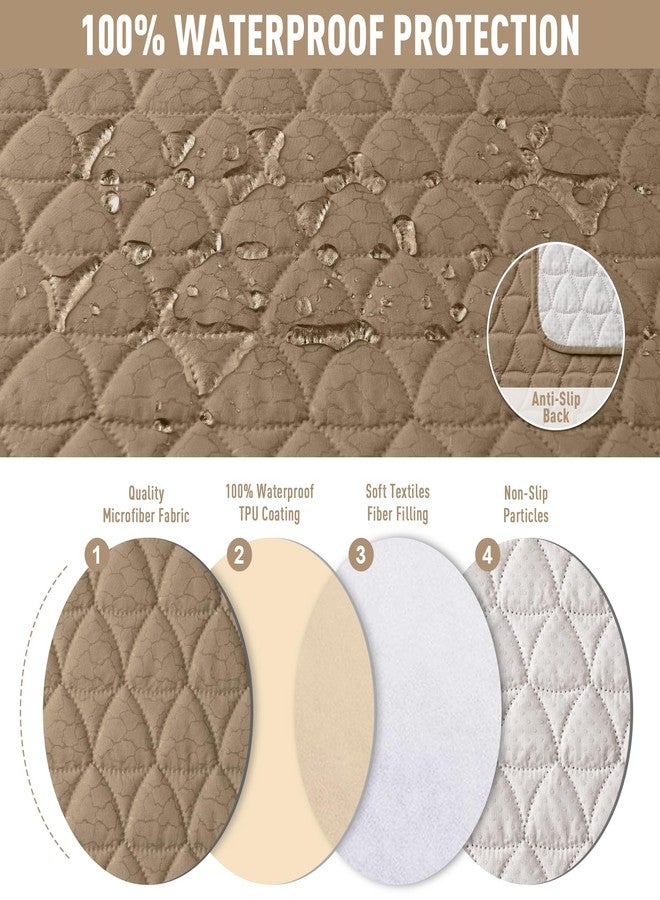 TAOCOCO 100% Waterproof Loveseat Recliner Cover-Recliner Cover with Non-Slip Granule, Recliner Chair Covers with Elastic Band,Washable Recliner Chair/Furniture Protector for Pets(Camel, 2 Seater) - Image 4