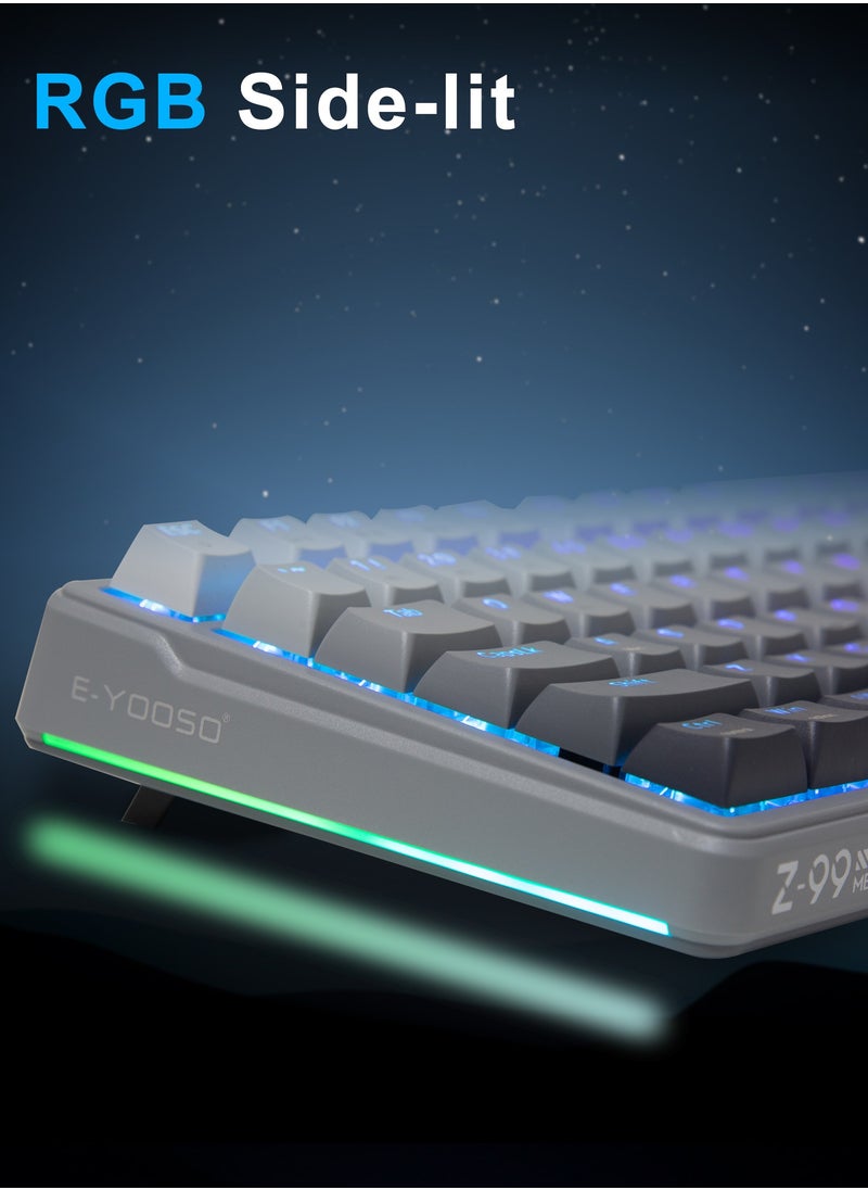 E-YOOSO - Z-99 Wireless Mechanical Keyboard, Tri-Mode Bluetooth 5.0/2.4GHz/USB-C, Hot-Swappable Clicky Blue Switches, Gasket-Mounted, RGB Backlit for PC, Tablet, PS, Xbox - Image 1